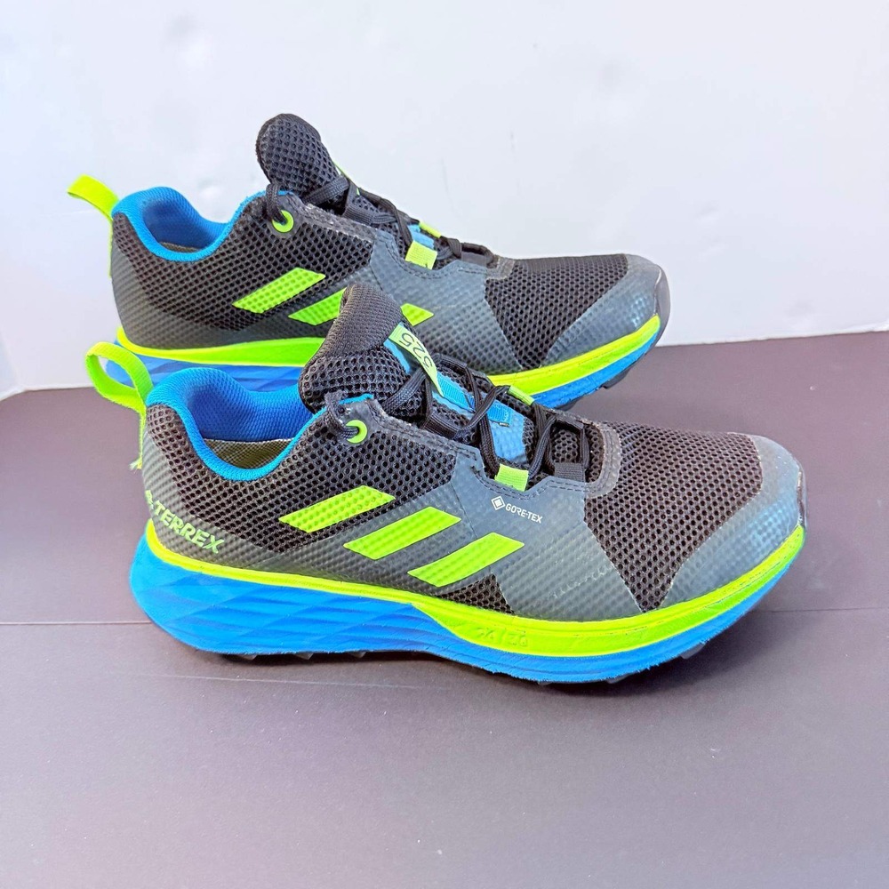 Adidas Terrex Agravic TR Gore-Tex Men Trail Running Shoes Black Green FV8102 7.5